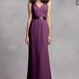 Vera Wang V Neck Crepe Gown, Plum Sz4